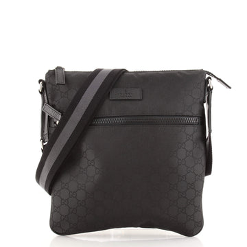Gucci Front Zip Flat Messenger Bag GG Nylon Medium