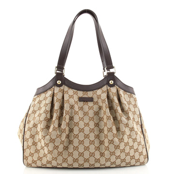 Gucci Pleated Shoulder Bag GG Canvas Medium