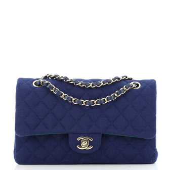 Chanel Bicolor Classic Double Flap Bag Quilted Jersey Medium