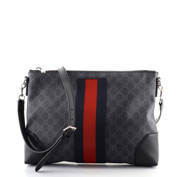 Gucci Web Zip Flat Messenger GG Coated Canvas Medium