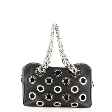Prada Grommet Chain Shoulder Bag Vitello Daino Medium