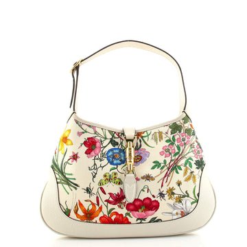 Gucci Jackie Hobo Flora Canvas with Leather Medium