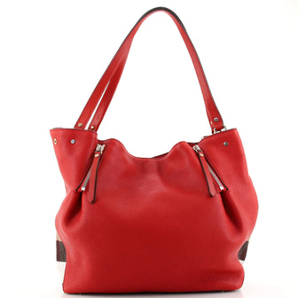 Burberry Maidstone Tote Leather and House Check Canvas Medium