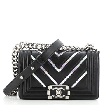 Chanel Boy Flap Bag Chevron Lambskin with Holographic PVC Small