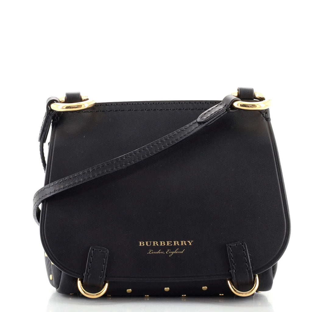 Burberry Black Leather Studded Bridle Crossbody Bag Burberry