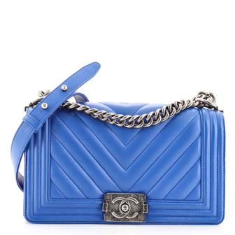 Chanel Boy Flap Bag Chevron Lambskin Old Medium