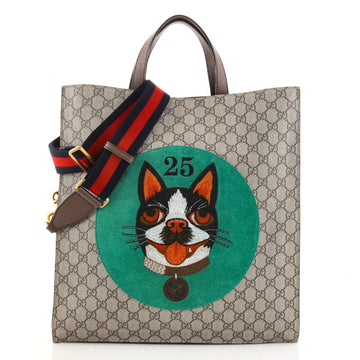Gucci Convertible Soft Open Tote Embroidered GG Coated Canvas Tall