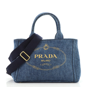 Prada Canapa Convertible Tote Denim Mini