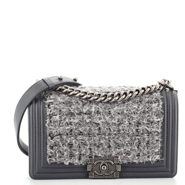 Chanel Boy Flap Bag Braided Tweed Old Medium