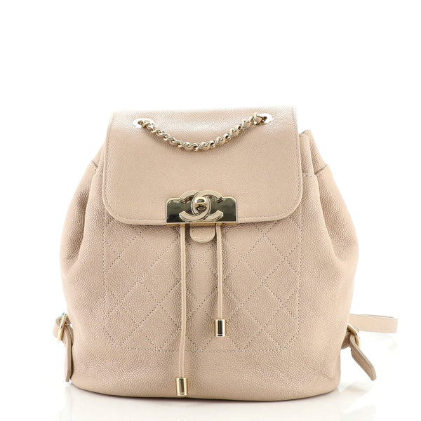 Chanel Data Center CC Flap Backpack Quilted Caviar Medium Neutral