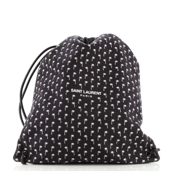 Saint Laurent Teddy Drawstring Backpack Printed Canvas Large
