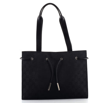 Gucci Vintage Drawstring Shopping Tote GG Canvas Medium