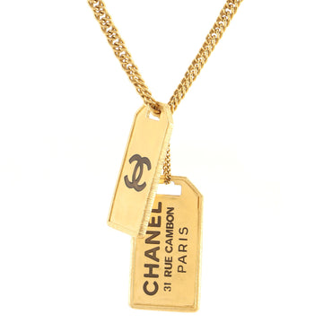 Chanel CC Dog Tag Pendant Necklace Metal