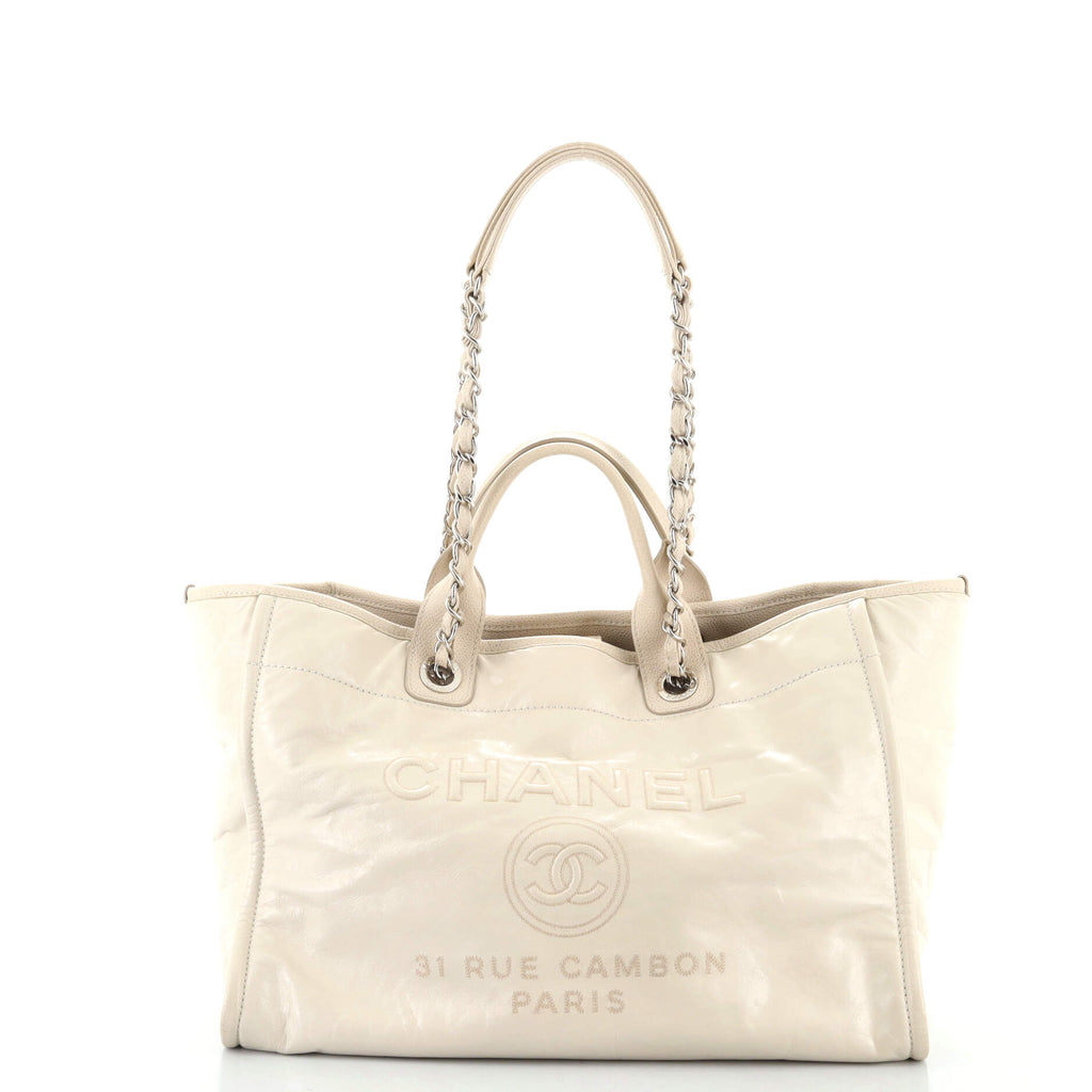 Chanel Deauville Tote Glazed Calfskin Large Neutral 1297701