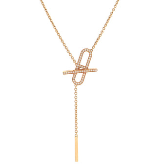 Hermes Ever Chaine d'Ancre Lariat Necklace 18K Rose Gold with Diamonds Small