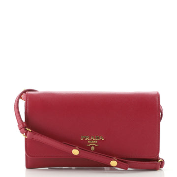 Prada Wallet on Strap Vernice Saffiano Leather Small