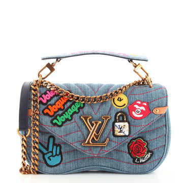 Louis Vuitton New Wave Chain Bag Limited Edition Patches Quilted Denim MM