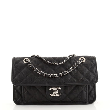 Chanel French Riviera Flap Bag Quilted Caviar Medium
