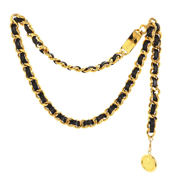 Chanel Vintage Medallion Chain Belt Metal and Leather