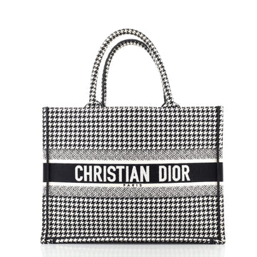Christian Dior Book Tote Houndstooth Canvas Small