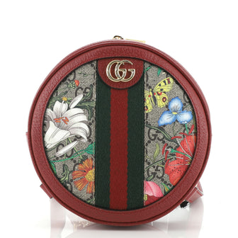 Gucci Ophidia Round Backpack Flora GG Coated Canvas Mini