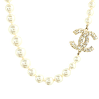 Chanel CC 100th Anniversary Short Necklace Metal with Faux Pearls and Crystals