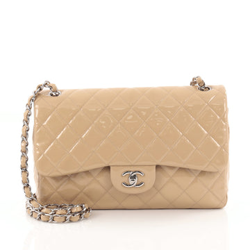 Chanel Classic Double Flap Bag Quilted Patent Jumbo