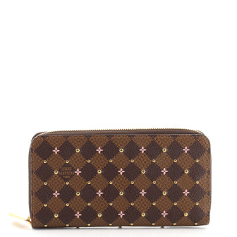 Louis Vuitton Zippy Wallet Flower Printed Studded Damier
