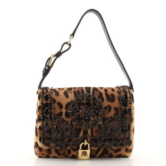 Dolce & Gabbana Miss Dolce Shoulder Bag Embellished Printed Pony Hair Medium