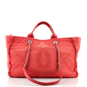 Chanel Double Face Deauville Tote Fringe Quilted Canvas Medium