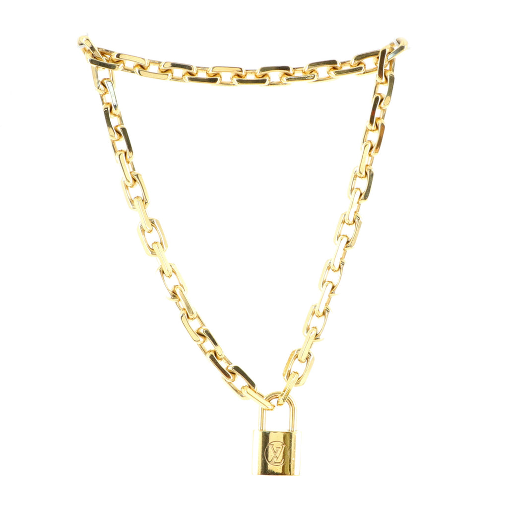 Louis Vuitton LV Edge Necklace Cadenas Gold Metal