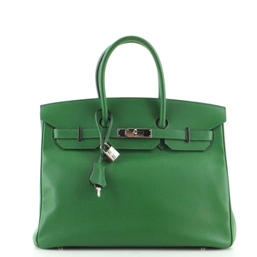 Hermes Birkin Handbag Green Epsom with Palladium Hardware 35