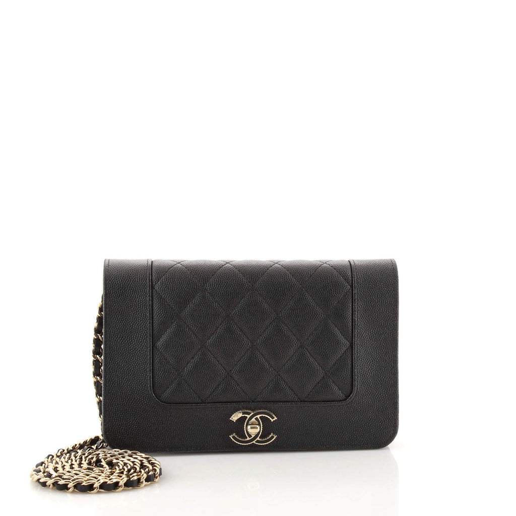 Chanel Mademoiselle Vintage Wallet on Chain Quilted Caviar Black