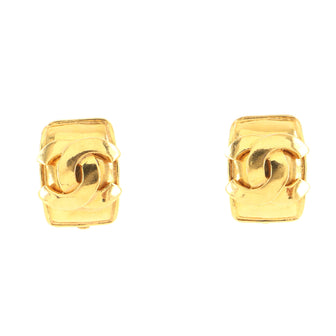 Chanel Vintage CC Rectangle Stud Earrings Metal