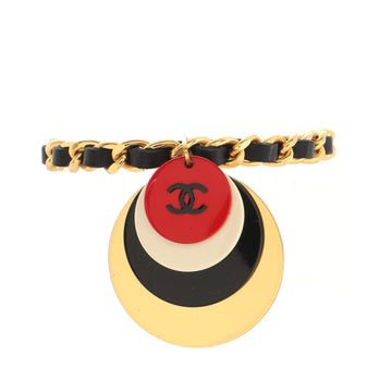 Chanel CC Discs Chain Bracelet Resin with Metal and Leather