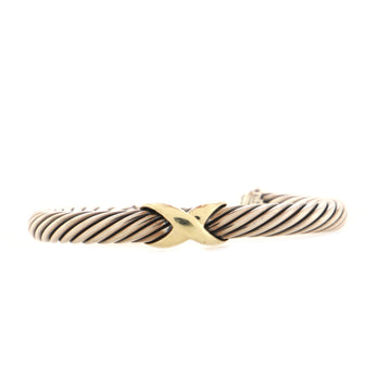 David Yurman X Cable Bracelet Sterling Silver with 14K Yellow Gold 7mm