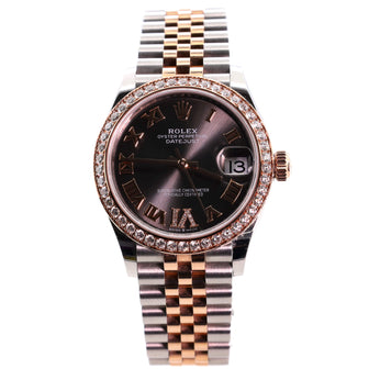 Oyster Perpetual Datejust Automatic Watch Stainless Steel and Rose Gold with Diamond Bezel and VI Numeral 31