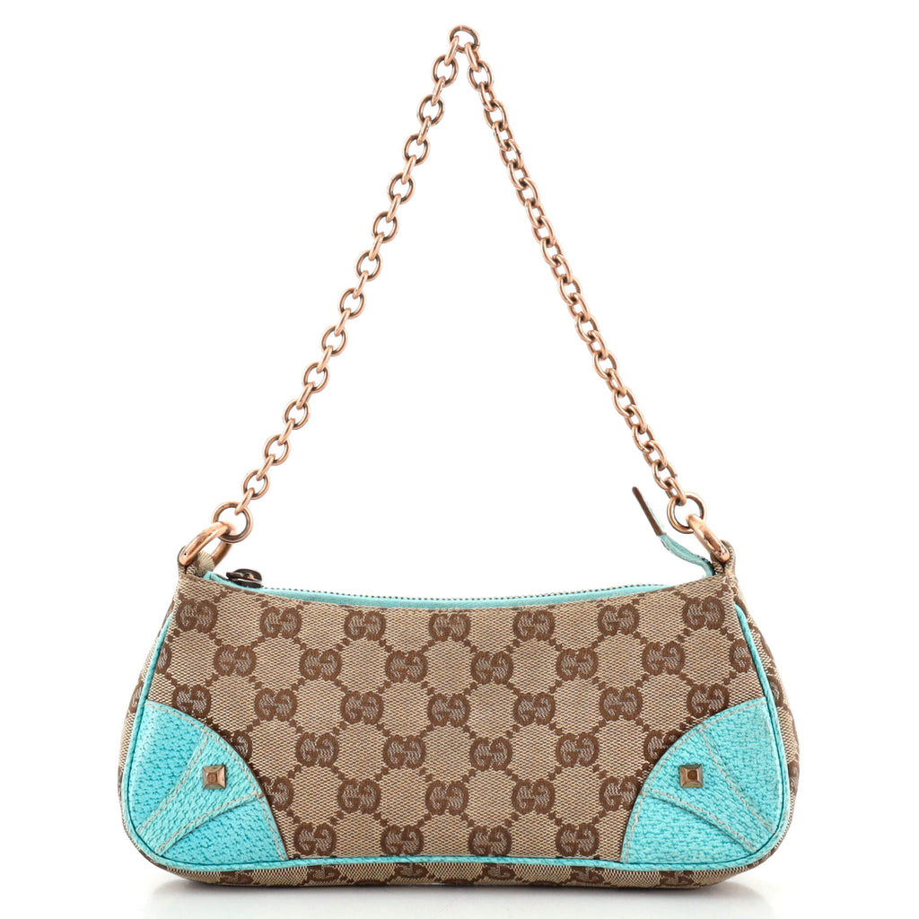 Gucci Nail Chain Pochette GG Canvas Blue 1300511