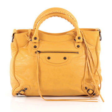 Balenciaga Velo Classic Studs Handbag Leather Yellow