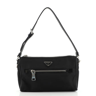 Prada Front Zip Pochette Tessuto Small