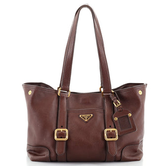 Prada Belted Side Snap Tote Vitello Daino Large