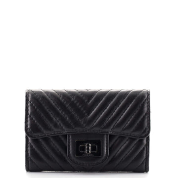Chanel So Black Reissue Flap Card Case Chevron Aged Calfskin