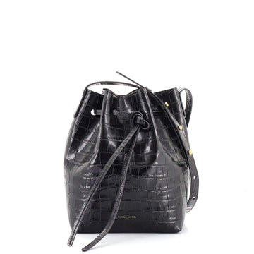 Mansur Gavriel Bucket Bag Crocodile Embossed Leather Mini