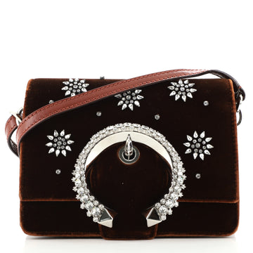 Jimmy Choo Madeline Shoulder Bag Embellished Velvet with Crystals Small