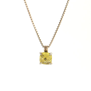 David Yurman Chatelaine Pendant Necklace Sterling Silver with Prasiolite and Diamonds 11mm