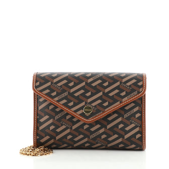 Versace Envelope Wallet on Chain La Greca Signature Coated Canvas