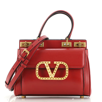 Valentino Rockstud Alcove Double Handle Bag Leather Small