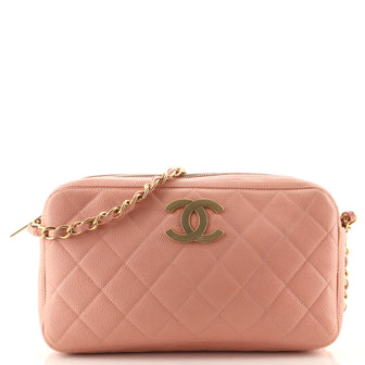 Chanel Vintage CC Camera Bag Quilted Caviar Medium