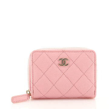Chanel Classic Zip Around Card Holder Coin Purse Quilted Caviar Small