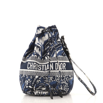 Christian Dior Logo Travel Drawstring Pouch Printed Fabric